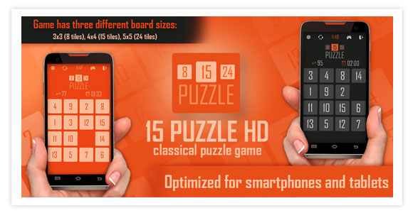 Free game for android and ios - 15 puzzle HD. Classical puzzle game. Fifteen Puzzle.