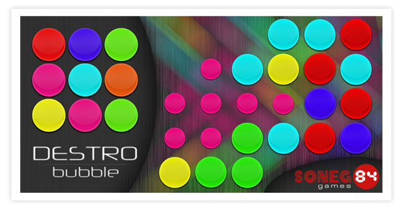 Free game for android - Destro Bubble. Smash bubbles by selecting a color group of bubbles and click to destroy them.